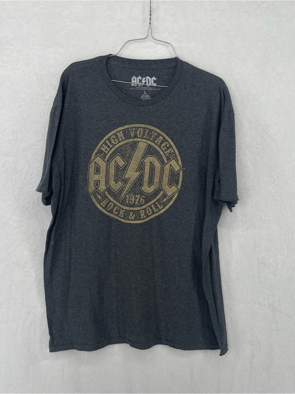 AC/DC Dark Charcoal T-Shirt with Vintage Gold Logo